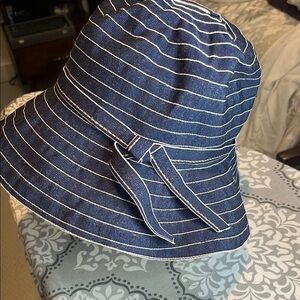 Navy Striped Women's Bucket Hat